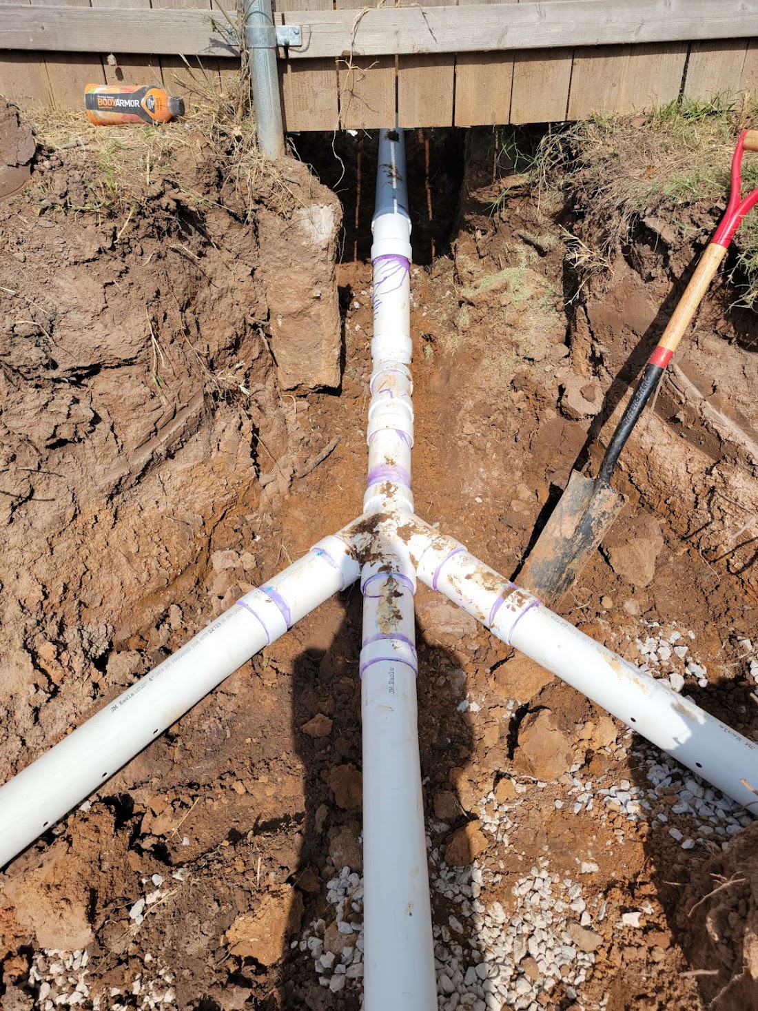 D and D Drain plumbing work — job site